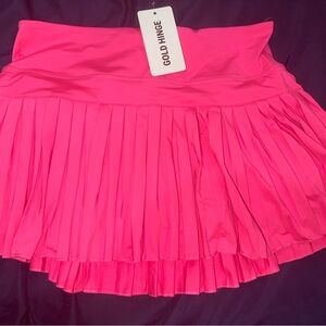 Neon Pink Pleated Mini Skater Skirt